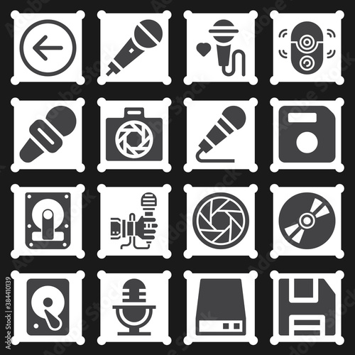 16 pack of diaphragm  filled web icons set
