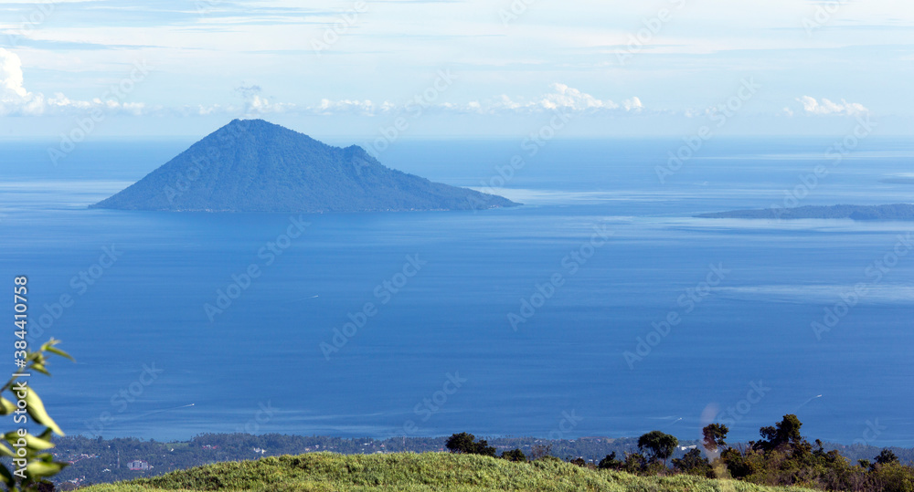 View of island in front of Manado