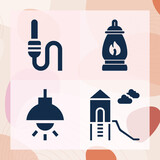 Simple set of lantern related filled icons