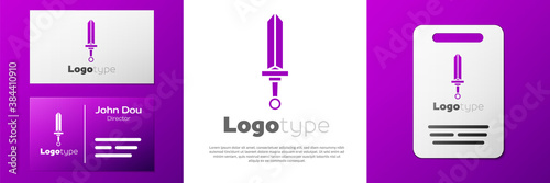 Logotype Medieval sword icon isolated on white background. Medieval weapon. Logo design template element. Vector.