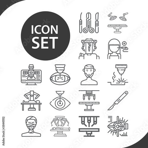 Simple set of operating theatre related lineal icons.