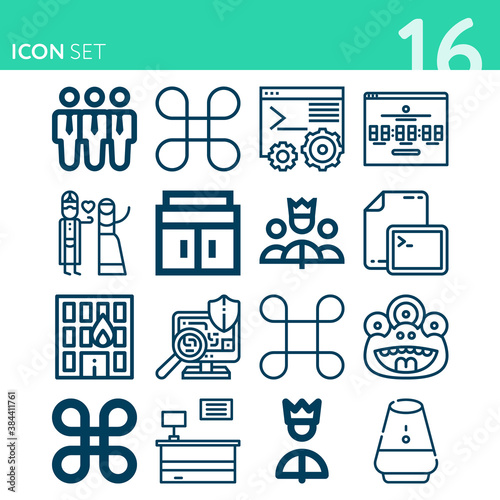 Simple set of 16 icons related to threat