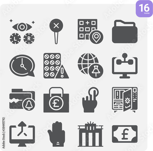 Simple set of clinical related filled icons.
