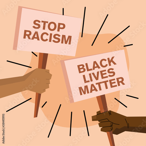 Black lives matter and stop racism banners vector design