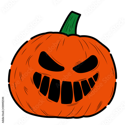 Pumpkin scary smiled face. Jack-o-lantern orange isolated.