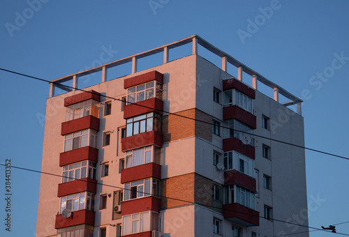 Tall building for living, beautiful sky and sunshine