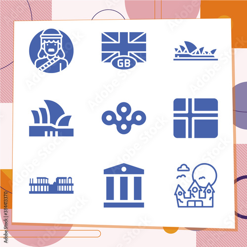 Simple set of 9 icons related to germany