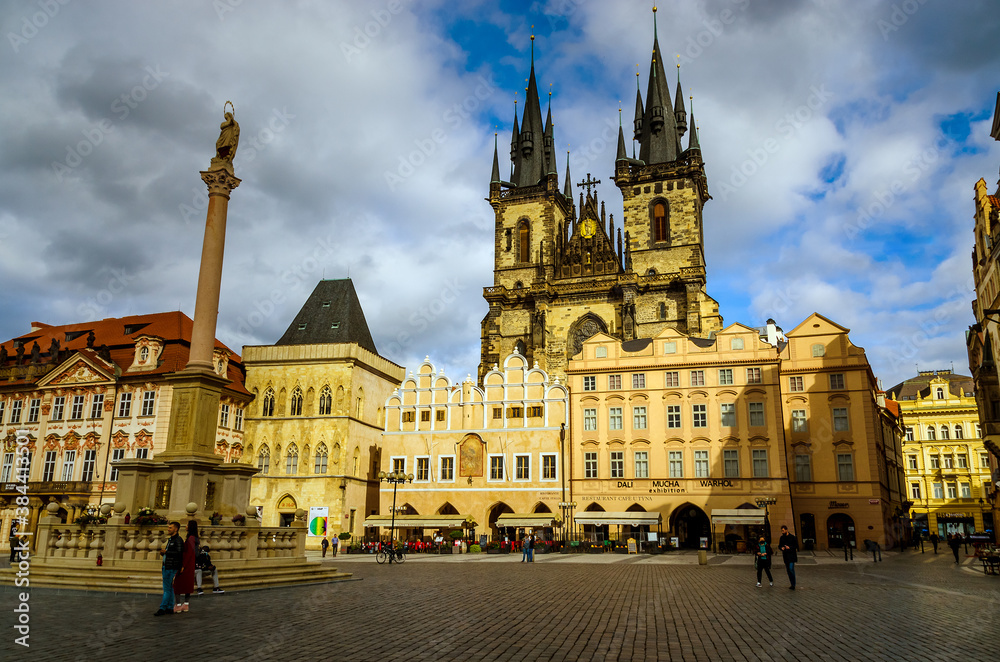 Prague, The Czech Republic: Plague Column on the Old Town Square in Prague