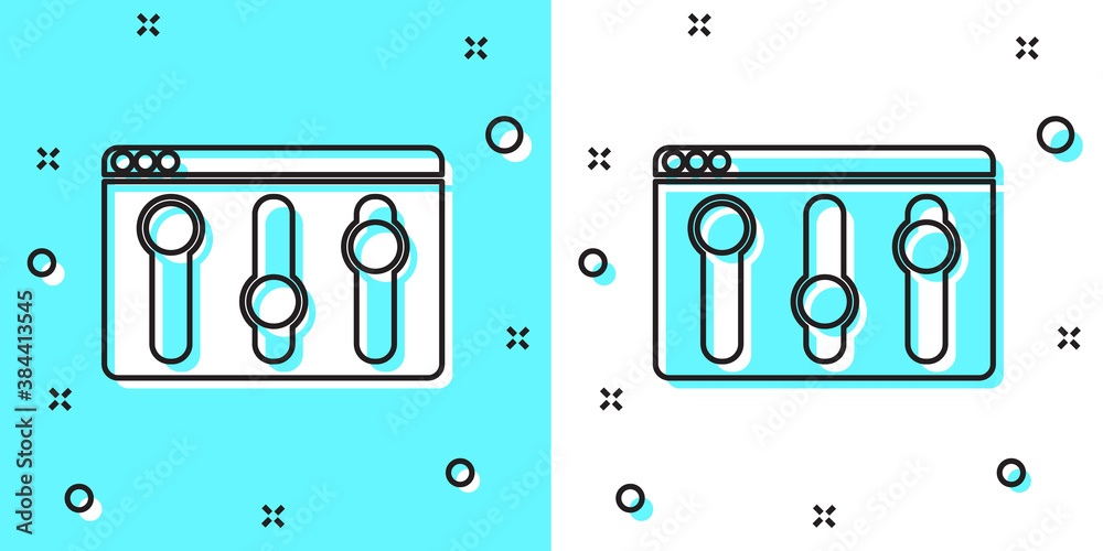 Black line Browser setting icon isolated on green and white background. Adjusting, service, maintenance, repair, fixing. Random dynamic shapes. Vector. Black line Browser setting icon isolated on green and white background. Adjusting, service, maintenance, repair, fixing. Random dynamic shapes. Vector.