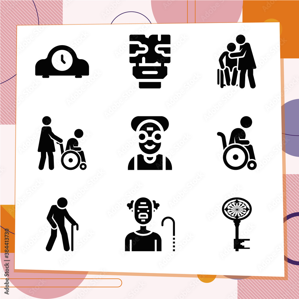 Simple set of 9 icons related to archaic Simple set of 9 icons related to archaic