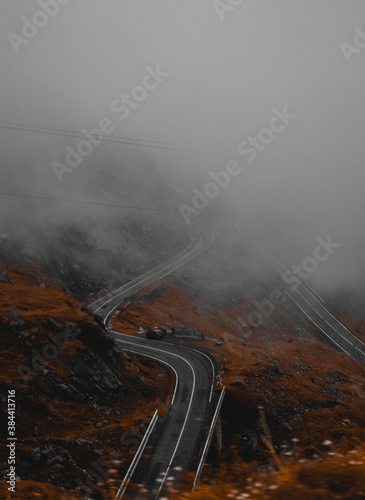 Transfagarasan road, street with fog