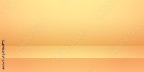 Bright orange and yellow empty studio room, product background, template mock up for display and summer event