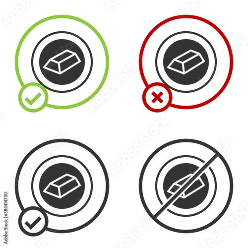 Black Gold bars icon isolated on white background. Banking business concept. Circle button. Vector.
