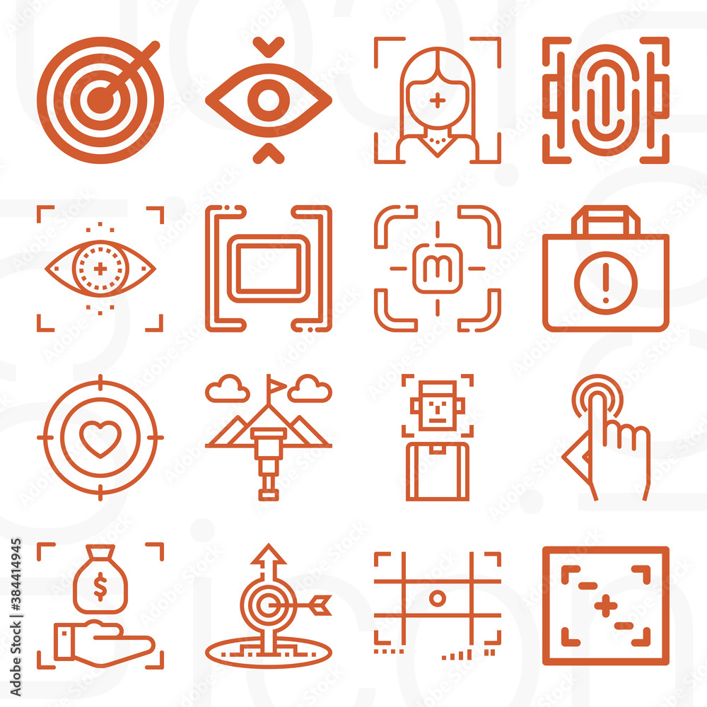 16 pack of focused  lineal web icons set