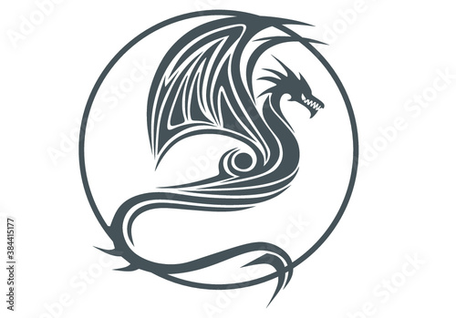 illustration, dragon, tattoo, design, animal, bird, abstract, art, black, vector, symbol, silhouette, swan, drawing, white, decoration, tribal, flower, graphic, pattern, style, isolated, nature, decor