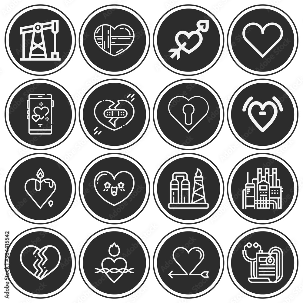 16 pack of cardiac valve  lineal web icons set