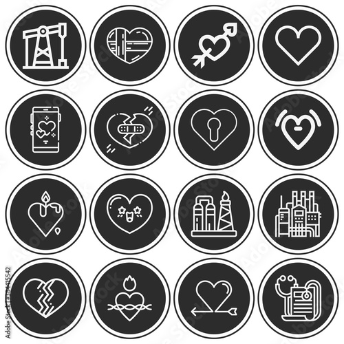 16 pack of cardiac valve  lineal web icons set