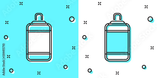 Black line Punching bag icon isolated on green and white background. Random dynamic shapes. Vector.