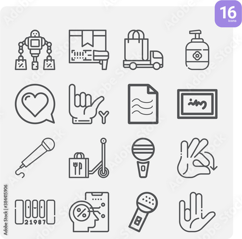 Simple set of speech related lineal icons.