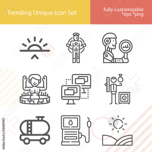 Simple set of discipline related lineal icons.