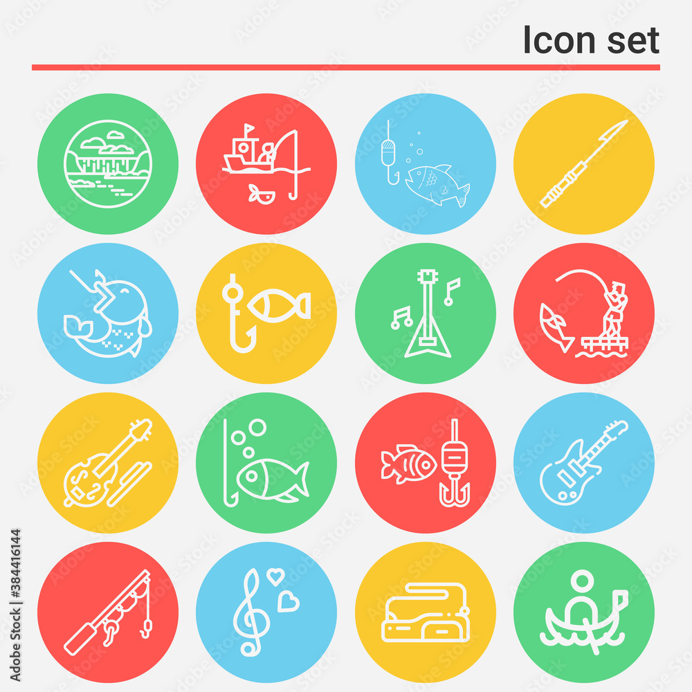 16 pack of freshwater  lineal web icons set