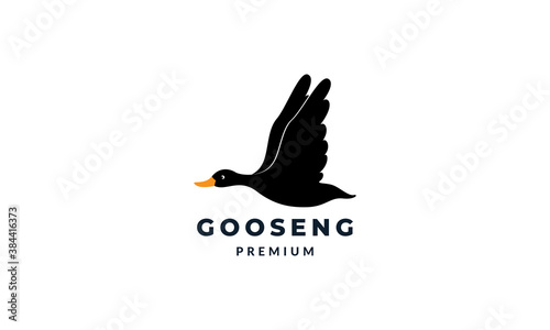 silhouette goose or swan modern logo vector icon illustration design