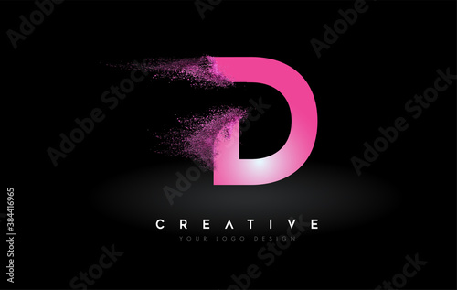 D Letter Logo Design with Vibrant Colorful Splash rounded shapes. Pink and Blue Orange abstract Design Letter Icon Vector photo