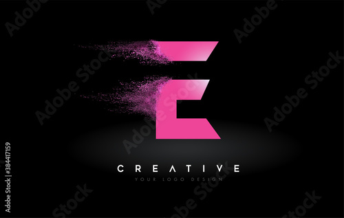 E Letter Logo Design with Vibrant Colorful Splash rounded shapes. Pink and Blue Orange abstract Design Letter Icon Vector