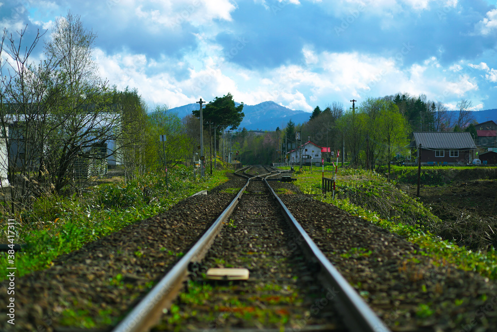Fototapeta premium 北海道の誰もいない田舎の線路