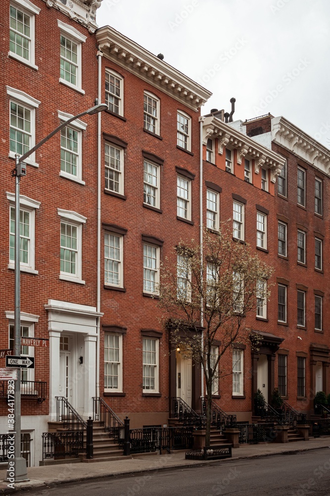 Residential buildings on Waverly Place, in the West Village, Manhattan, New York City