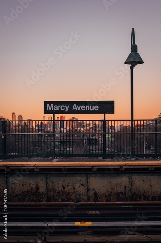 Sign at the Marcy Avenue station, Williamsburg, Brooklyn, New York City photo