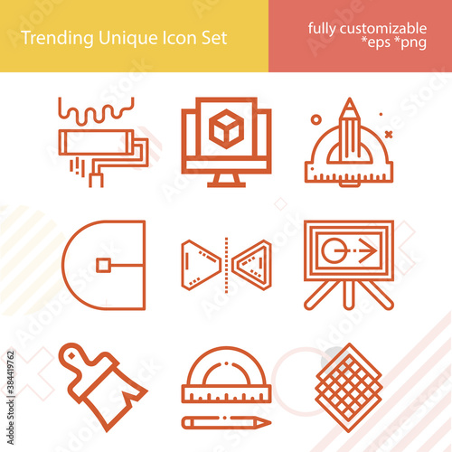 Simple set of pop art related lineal icons.