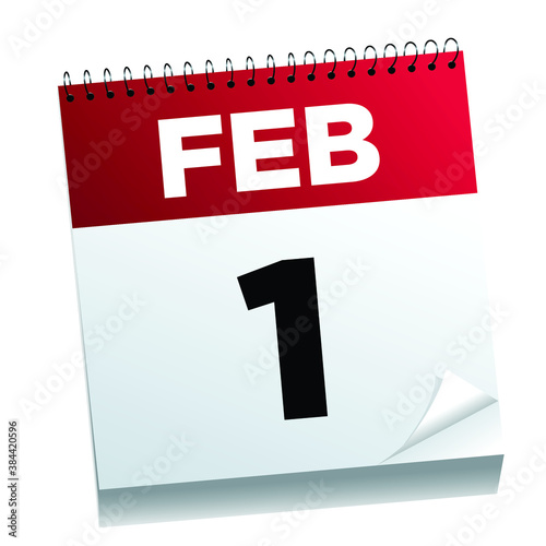 February 1st on a calendar page - illustrated. 