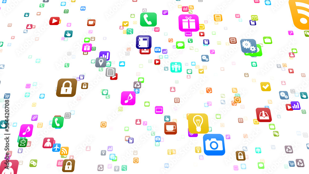 Technology Icon Network Symbol Digital devices on the Internet 3D illustration