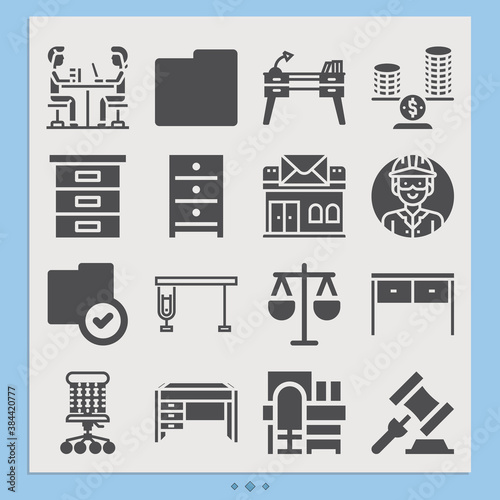 Simple set of clerk related filled icons.