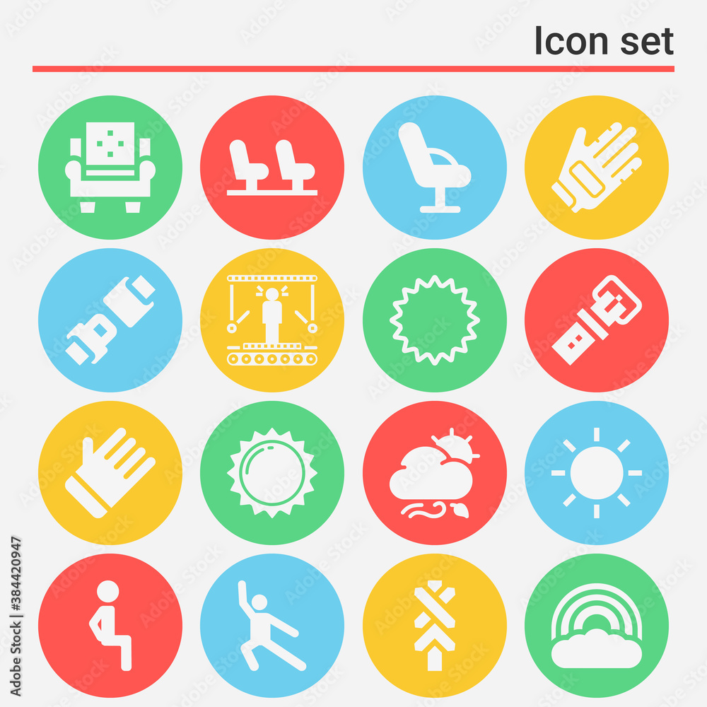 16 pack of belt  filled web icons set