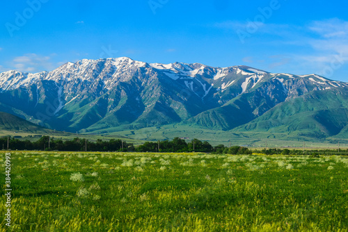 Snowy mountains. Beauty of Kazakhstan.