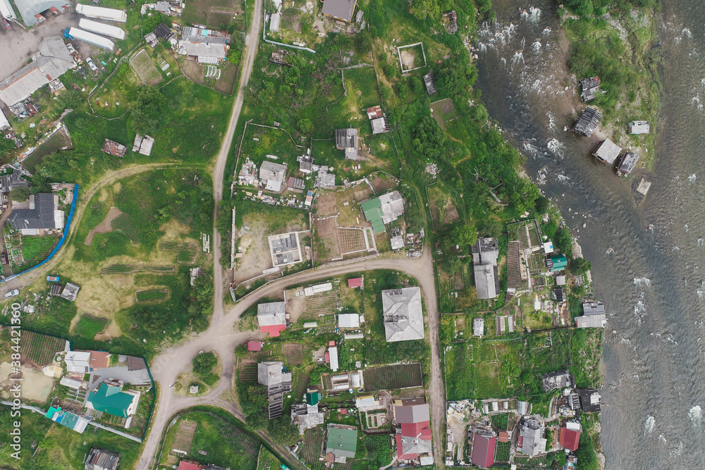 Aerial Townscape of Suburb of the Town Kandalaksha located in Northwestern Russia Aerial Townscape of Suburb of the Town Kandalaksha located in Northwestern Russia