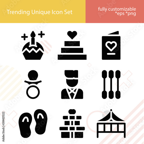 Simple set of narratives related filled icons.