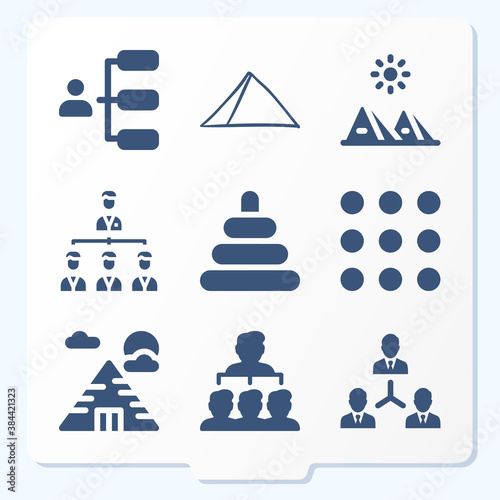 Simple set of 9 icons related to hierarchical