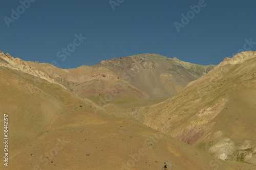 Driving through the windy mountain roads of the high Andes between Chile and Argentina photo