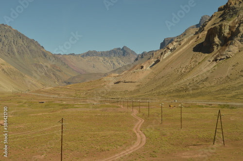 Driving through the windy mountain roads of the high Andes between Chile and Argentina