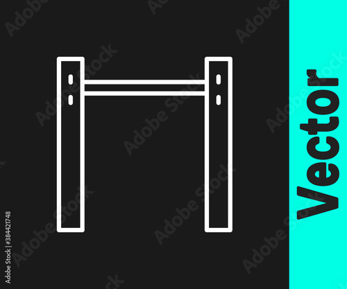 White line Sport horizontal bar icon isolated on black background. Vector.