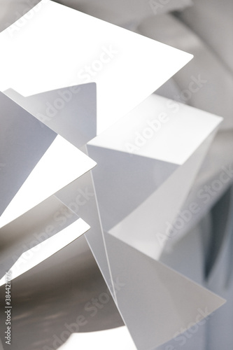 Abstract image background with white forms and lights with shadows.
