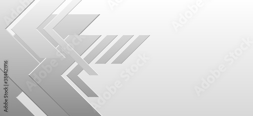 Right angle frame abstract background. Arrowhead white, gradient light to dark tones. Templates for business card, cover, brochure, flyer, pages, poster, banner, web design. Vector illustration.