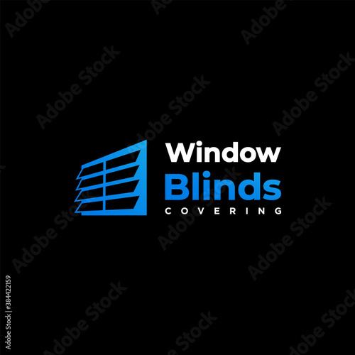 Window blinds covering logo company