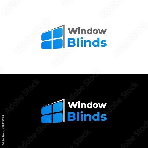 Window blinds covering logo company