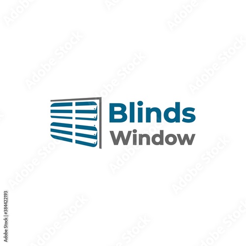Window blinds covering logo company