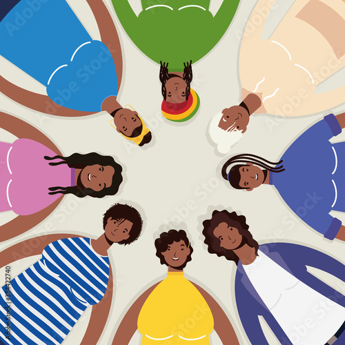 group of afro women characters around