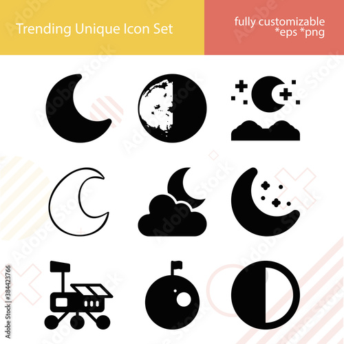 Принти на полотні Simple set of lunar month related filled icons.